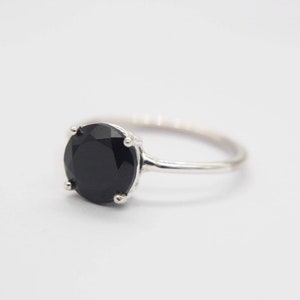 8mm Round Black Spinel Solitaire Ring, Black Spinel Engagement Ring, Black Diamond Alternative, Faceted Onyx, 14k Solid Gold Sterling Silver image 7