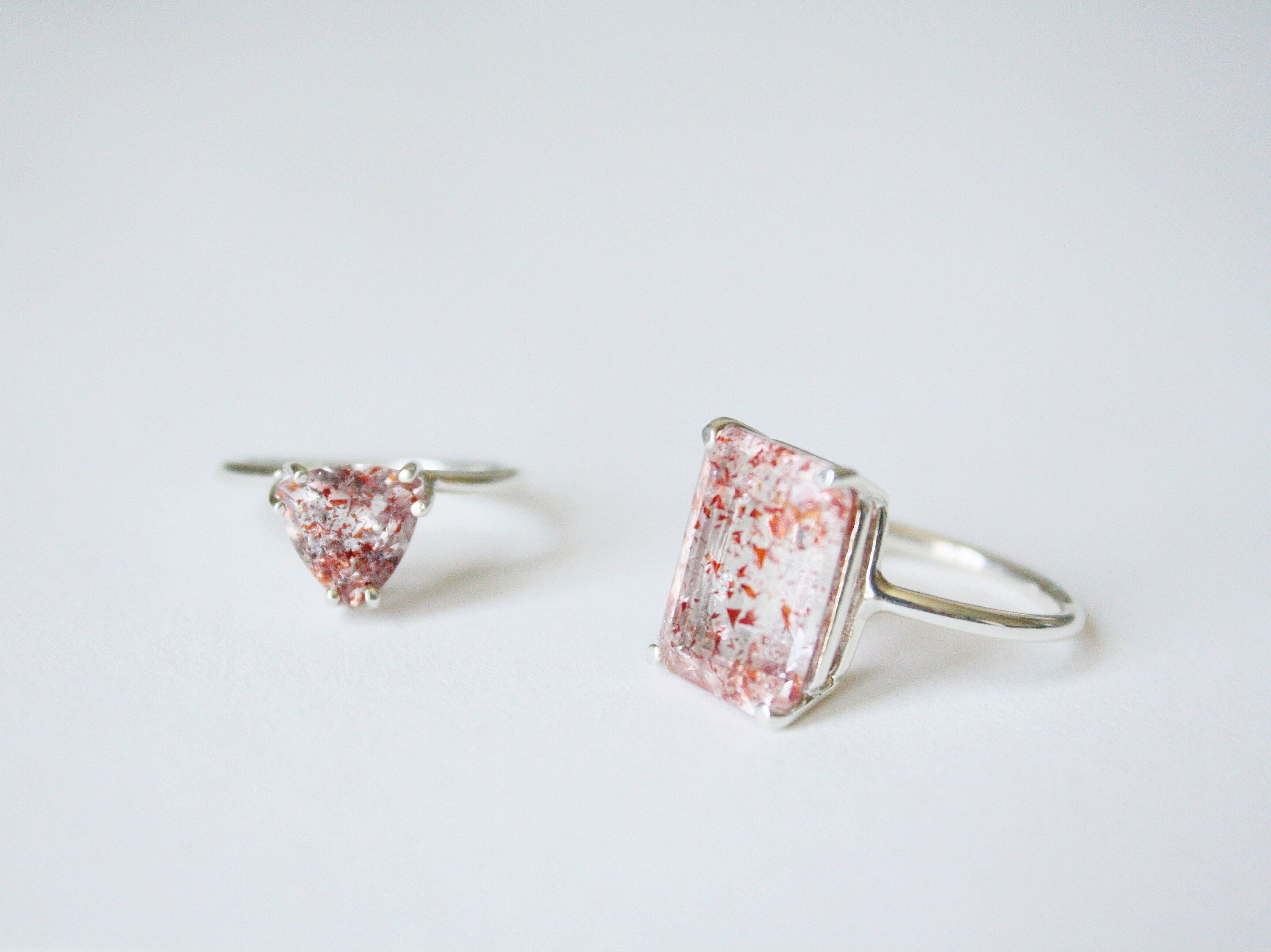 8mm Faceted Trillion Fire Quartz Ring