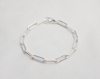 Helios Bracelet - Paperclip Chain, Sterling Silver and Yellow or Rose Gold Filled