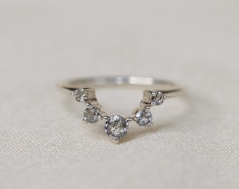 Artemis Crown Ring - Tourmalinated Quartz & 14k Gold or Sterling Silver
