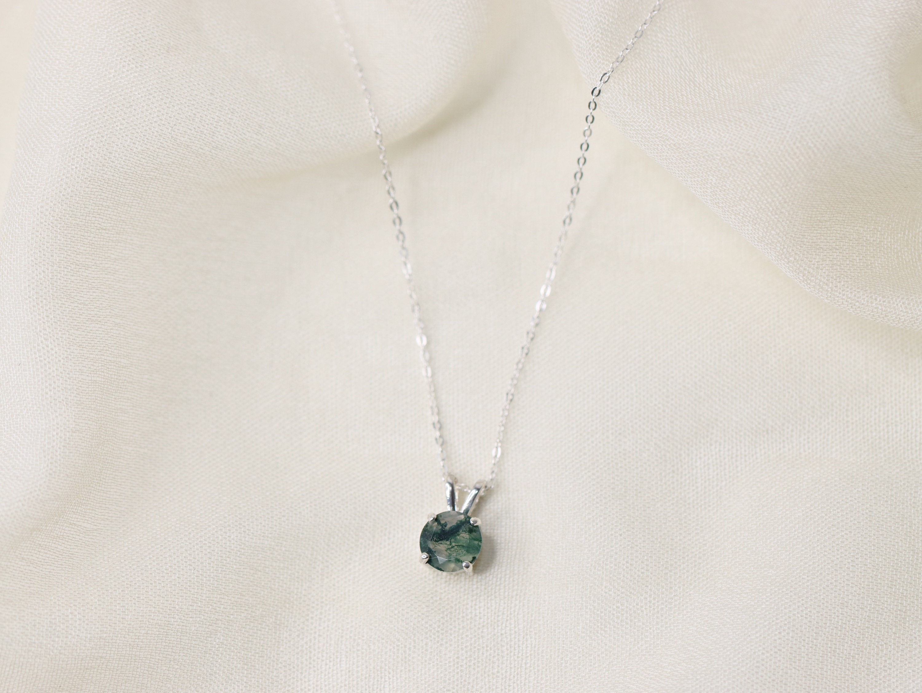 7mm Moss Agate Necklace