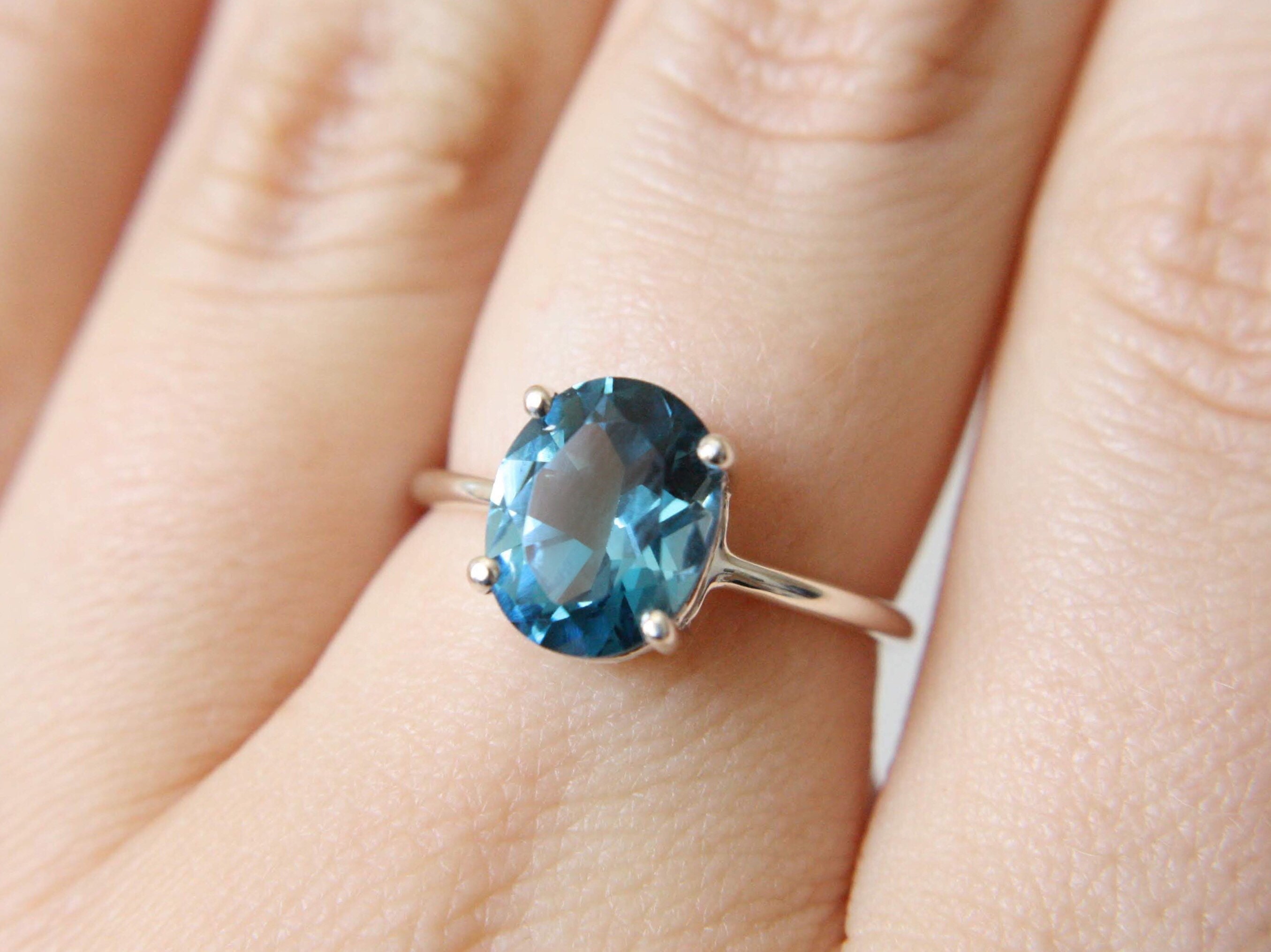 Natural Topaz Ring, S925 Sterling Silver Natural London Blue Topaz Lady Gem  Ring, Simple Style Ring - Rings - AliExpress