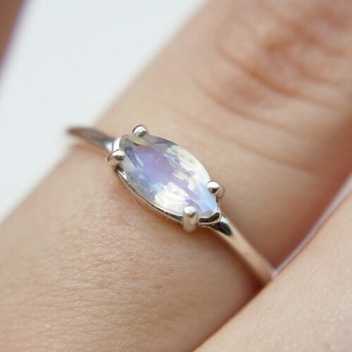 Faceted Moonstone Ring, Moonstone Engagement Ring, East shops West Setting, 8x4 Marquise Moonstone Ring, Moonstone Stacking Ring, June Birthstone