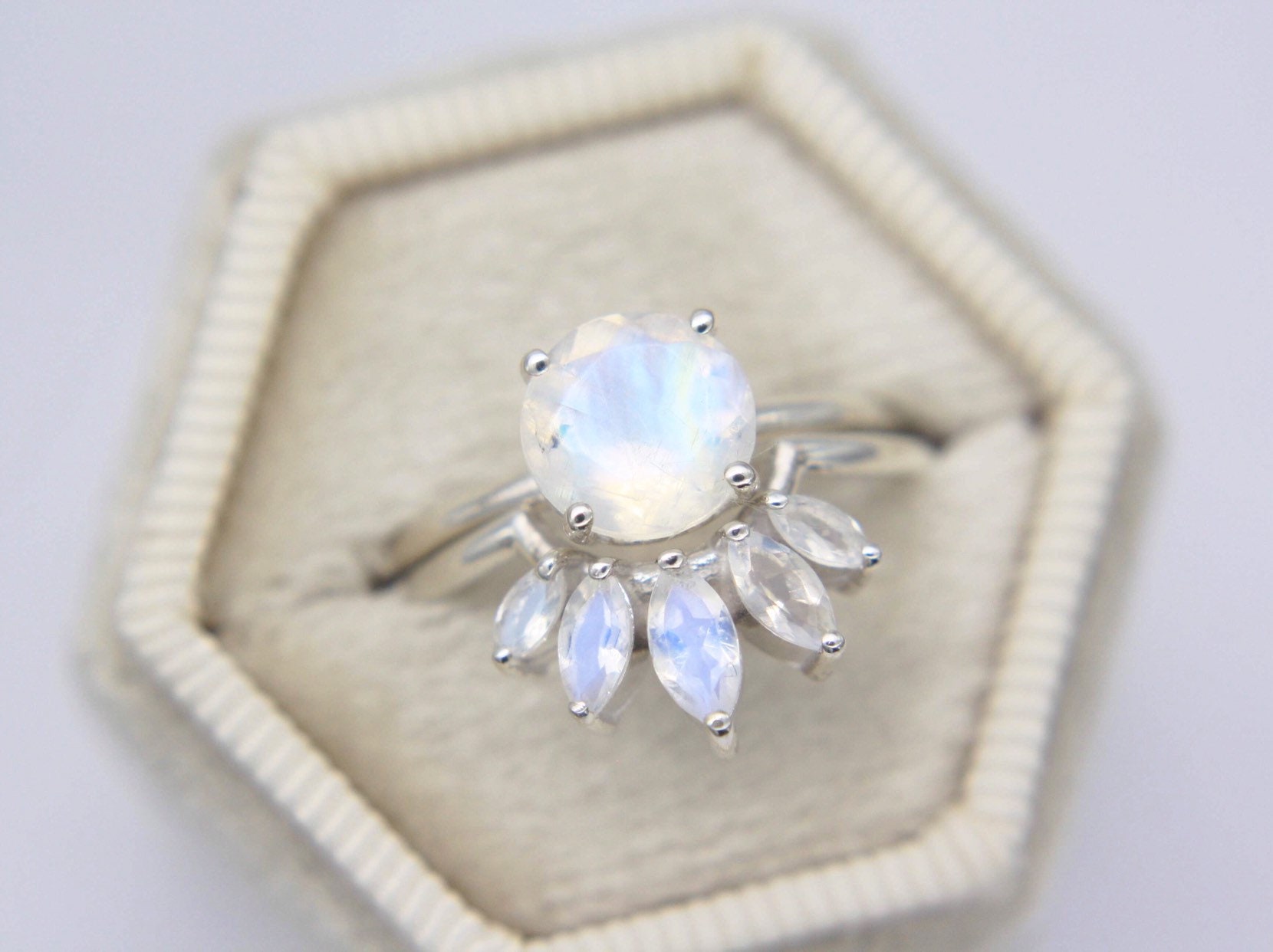 8mm Round Moonstone Ring