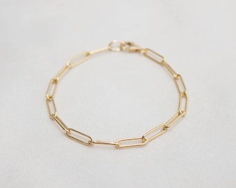 Sol Bracelet - Paperclip Chain, Sterling Silver and Yellow or Rose Gold Filled