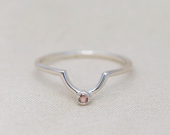Bezel Crescent Ring - Oregon Sunstone & 14k Gold or Sterling Silver