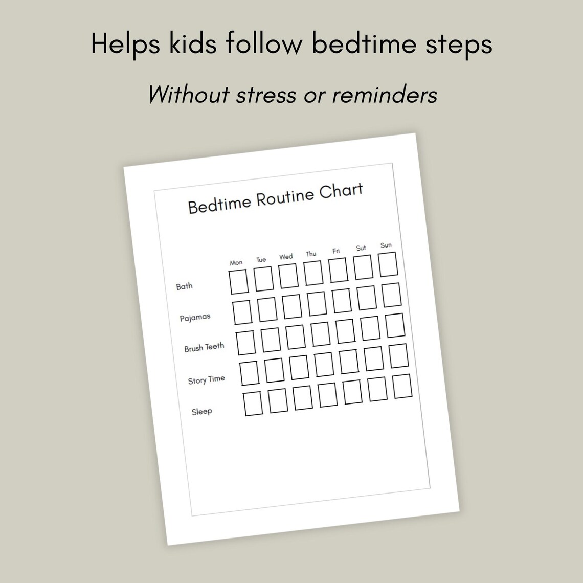 Bedtime Routine Chart for Kids Printable Evening Routine Checklist ...