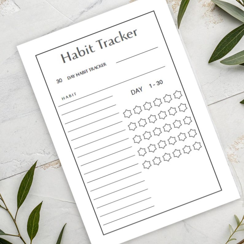 Habit Tracker Printable 30 Day Simple A4 Planner - Etsy