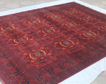 9x12 ft Turkmen Darwaza Rug / Oversize Vege Dyed rug / For Living&DiningRoom,Office,Decore /