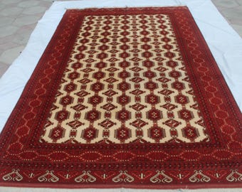 8x13ft Vintage Turkmen Rug  / Oversize Oriental Wool Rugs / Geometric Living Area Rug,Decor,Office|