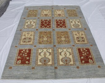 Afghan ethnic floor covering Rug/Neutral Patchwork Carpet/Boho Modern Design/Farmhouse Living Decor,