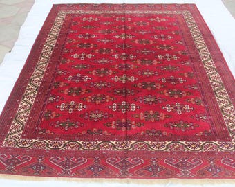8x10 ft Vintage Afghan Bukhara Rug / Decorative floor covering  Rugs / LivingRoom,Home ,Office,decor,