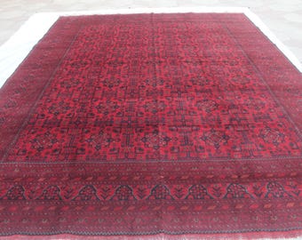 13x9 ft Antique Bukhara Rug / Vege dyed Color Rugs / For Living Area ,Home Docore /