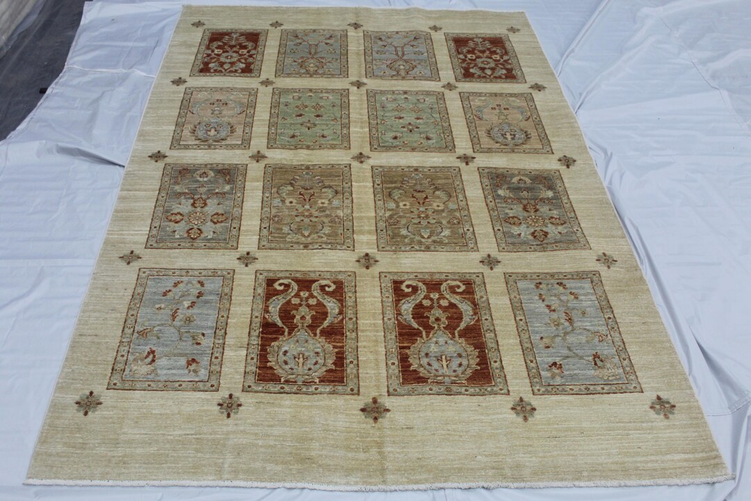 5x8modern Chobi Beige Patchwork Rug,vegetable Dye Color Wool Carpet ...