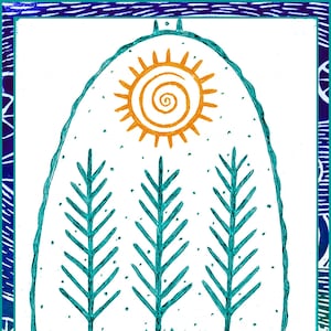 Sun and Pine Winter Solstice Holiday Handmade Card DESIGN NO. 161