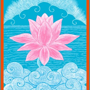 Cloud Lotus Handmade Archival 5 x 7 Blank Card  DESIGN NO. 16