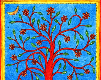 Sacred Vision Tree Archival Hand Made 5 x 7 Blank Greeting Card