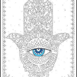 Color your Own Hamsa 5 x 7 Hand Made Blank Card