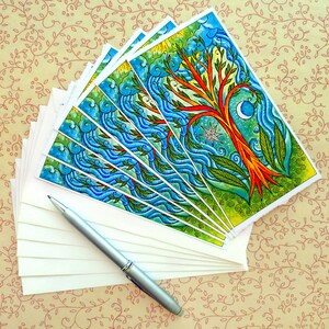 Hand Made Stationery Celestial Holiday Correspondence Notes Set of Six