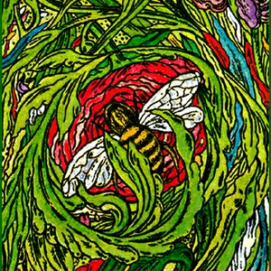Bee Archival Hand Made 5 x 7 Blank Card  DESIGN NO. 9