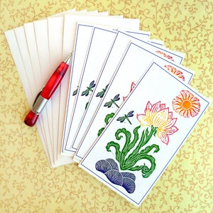 Hand Made Stationery, Dragonlily Correspondence Slips Set of Six