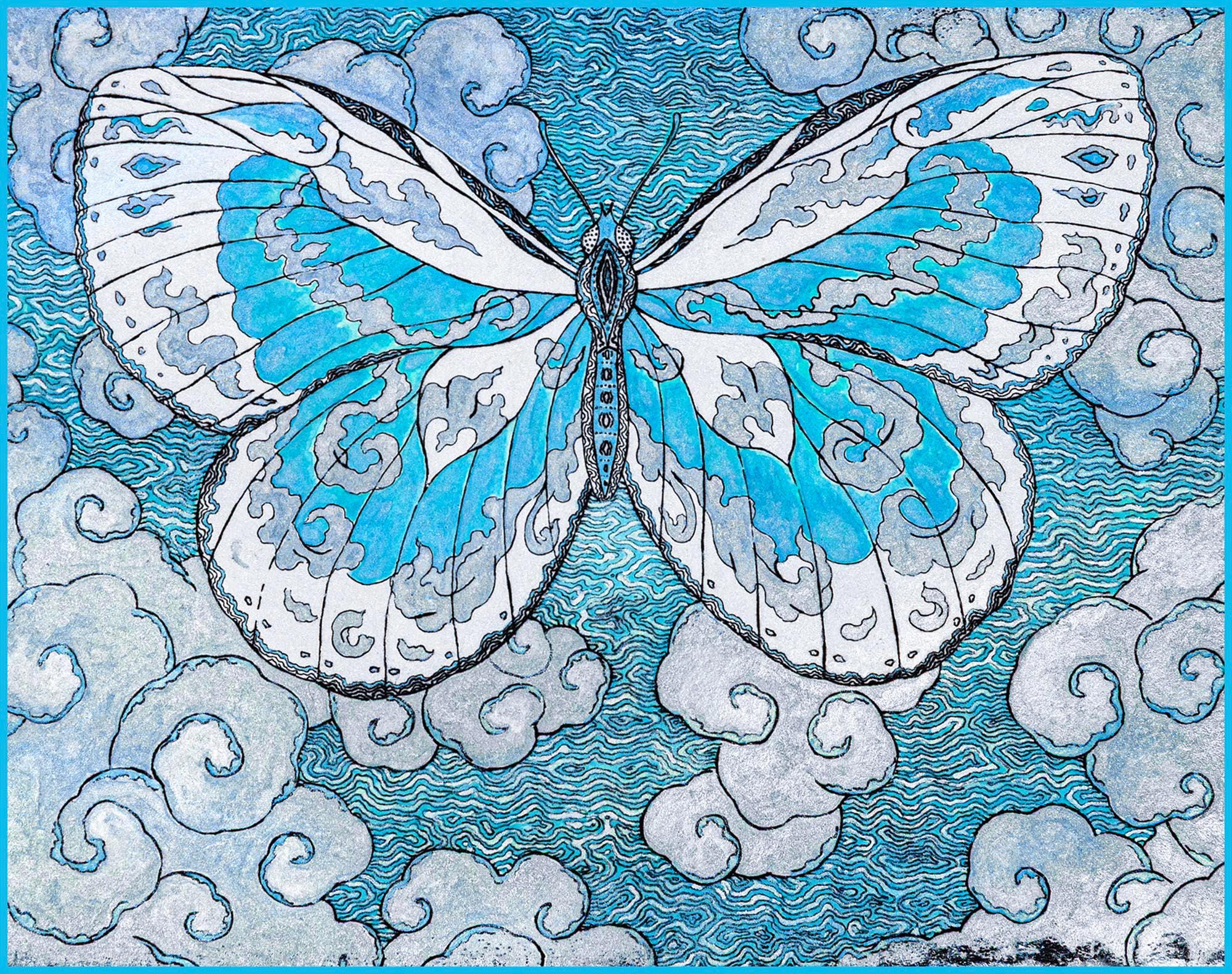 絵画 butterfly Papillon D'hiver , 