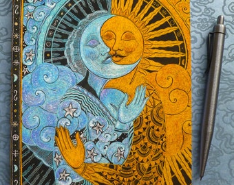 The Sun Kissing The Moon Dream Journal, 5 3/4" x 8 1/4" Softcover, 50 Lined Pages