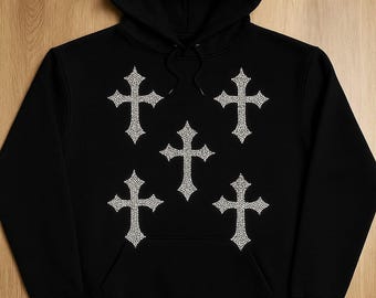 ZIP UP Cross Hoodie, Hoodie With Crosses - Etsy Canada
