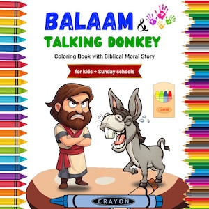Bible Coloring Book for Kids | Balaam & Talking Donkey Story | Christian Moral Lesson | Sunday School Activity Book | Bible Coloring Pages