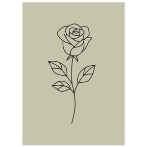 Minimalist Rose Line Art Print | Digital Download | Botanical Rose Drawing | Black Line Flower Poster | Scandinavian Nature Decor
