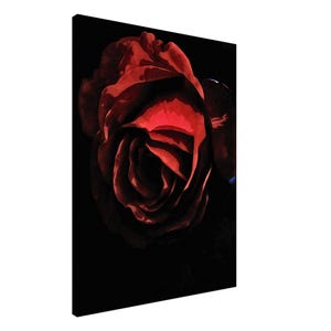 Dark Red Rose Watercolor Digital Download – Bold Gothic Floral Wall Art