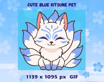 Animated Twitch Pet | Blue Kitsune