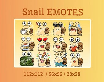 Cute Snail Twitch Emotes: 12 pcs (Digital Download)