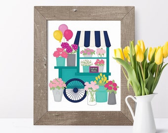 Flower Stand Art Print // Floral Wall Art // Floral Illustration // Floral Prints // Floral Art // Flowers // Farmhouse Art