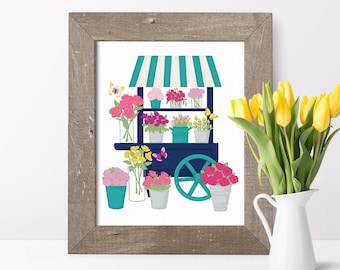 Flower Market Art Print // Floral Prints // Floral Illustration // Floral Art // Floral Wall Art // Flowers // Farmhouse Art