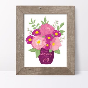 Floral Vase Print // Floral Still Life // Floral Art Print // Floral Illustration // Floral Wall Art // Flowers // Floral Quote