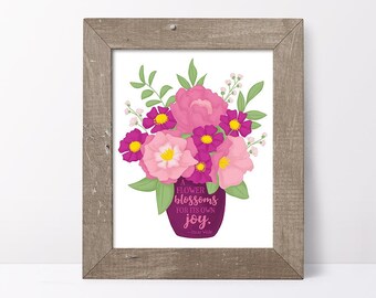 Floral Vase Print // Floral Still Life // Floral Art Print // Floral Illustration // Floral Wall Art // Flowers // Floral Quote