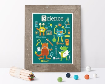 Science Wall Art // Science Nursery Decor // Science Art // Science Kids Room Decor // Science Nursery Print // Geek Baby // Kids Wall Art