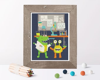 Monster Wall Art // Science Decor // Science Baby // Chemistry Art // Nursery Wall Art // Geek Baby // Kids Wall Art