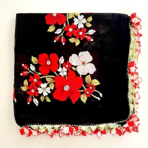 Turkish Oya Scarf: Handmade Needle Lace, Floral Headscarf, Large 37.4'' x 37.4''