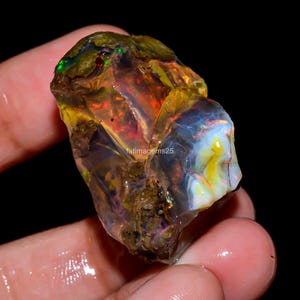 Opale éthiopienne « Feu arc-en-ciel », pierre brute de forme fantaisie, 65 carats, 31 x 21 x 17 mm, idéale pour la création de bijoux.