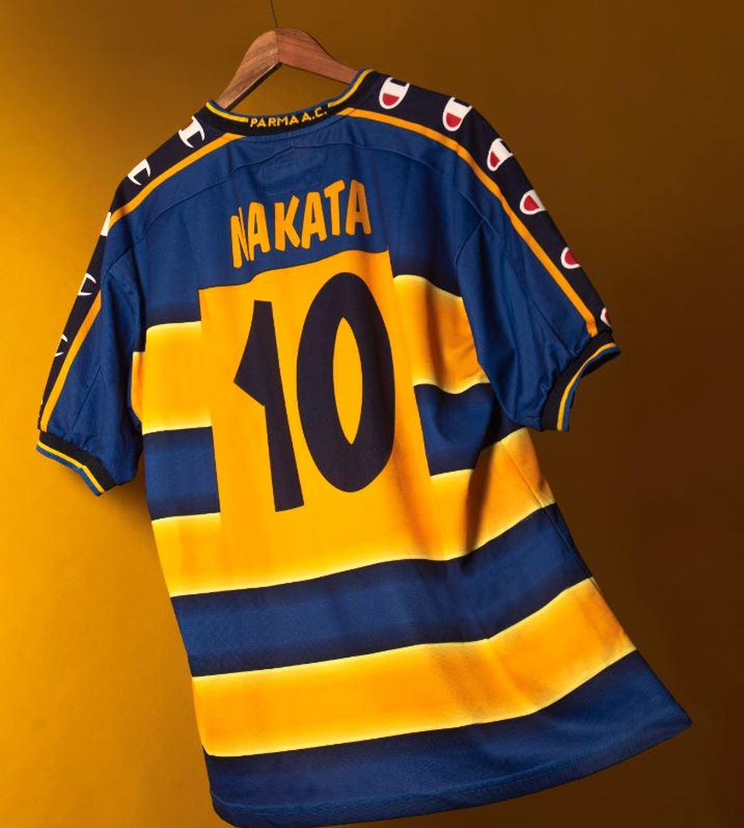 PARMA A.C. NAKATA 10 XL シャツ Nakata 10 M Parma Calcio 2002 Away Champion Maglia Football