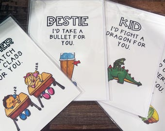 Cartes de voeux amusantes : assortiment (avec noms apparentés)