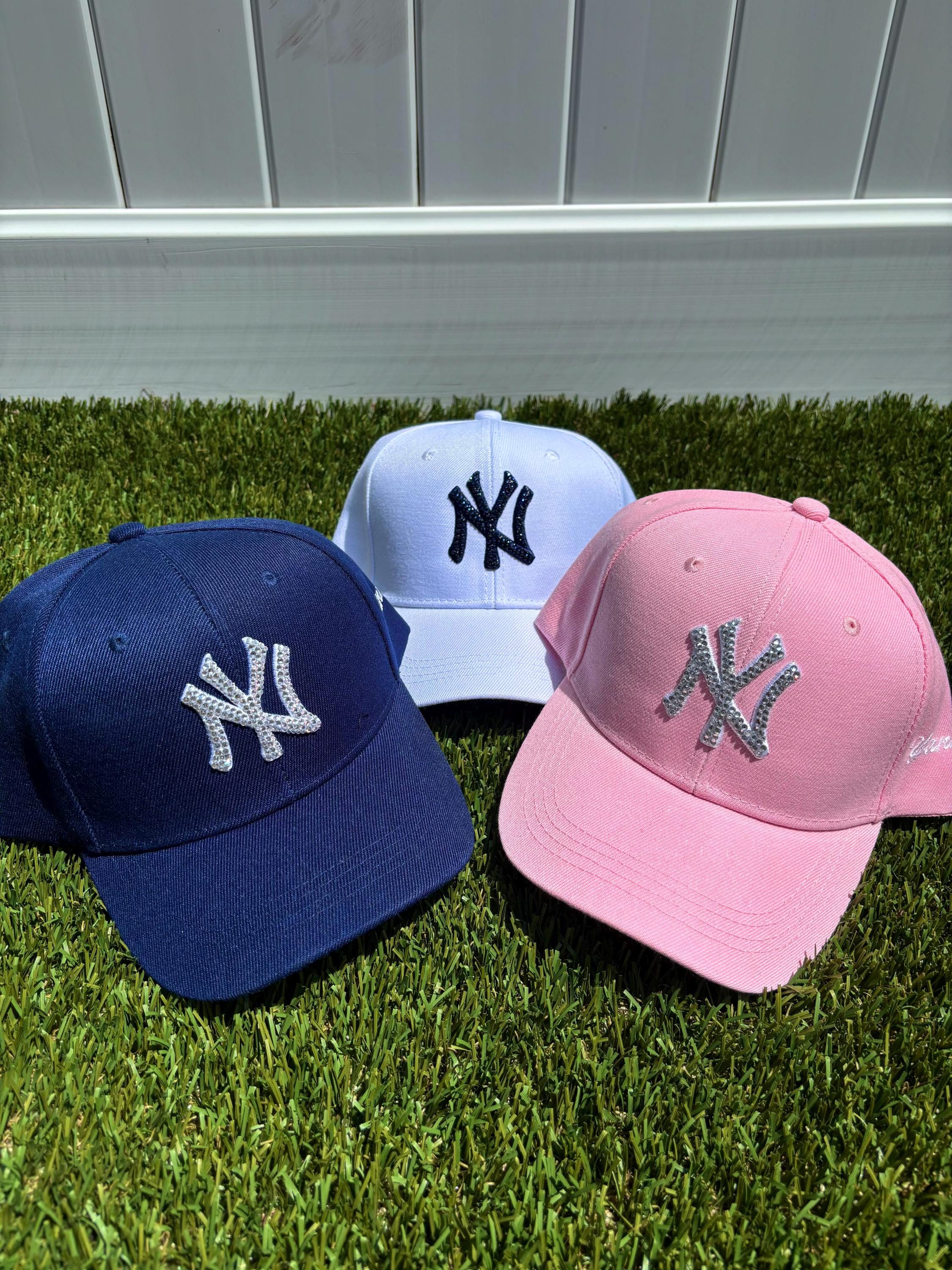 47 Pink Rhinestone New York Yankees Hat New York Yankees NY Hat Sparkle Heart Pink  main image 3