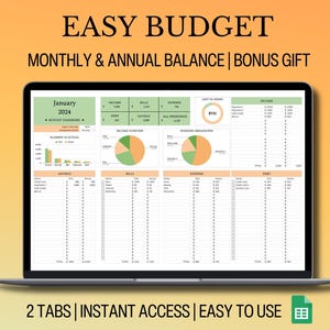 Easy Budget Planner for Google Sheet Budget Spreadsheet  | Monthly Budget Spreadsheet | Expense Tracker | Paycheck Budget Template