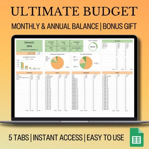 Ultimate Budget Planner for Google Sheet Budget Spreadsheet  | Monthly Budget Spreadsheet | Expense Tracker | Paycheck Budget Template