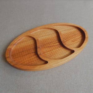 Wooden Serving Tray with 3 sections, Decorative Wooden Plate, Rustic Snack Dish, Handmade Wooden Tableware Platter
