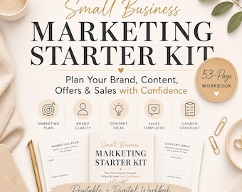 Marketingkit voor kleine bedrijven, merkduidelijkheid, contentplanner, verkoopsjablonen (digitale download)