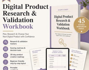 Digital Product Research Workbook, Etsy Validation Planner, Creator Toolkit (PDF)