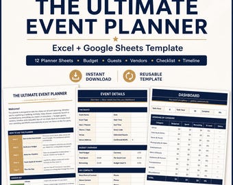 Event Planner Excel Google Sheets Template, Budget Tracker, Wedding Spreadsheet (Digital Download)